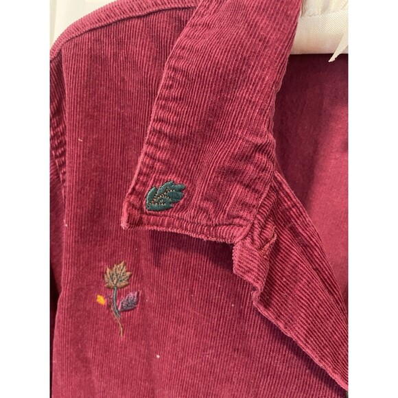 VTG Bobbie Brooks Corduroy Halloween Autumn Leaves Button Up Large Long Sleeve - Picture 6 of 8